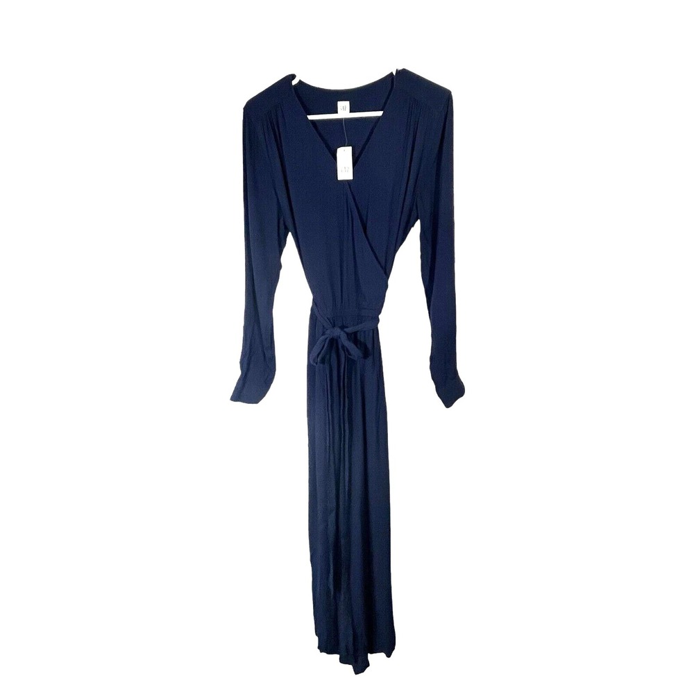 GAP NWT Women's Long Sleeve Capri Jumpsuit Belted Blue M Wide Leg